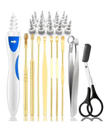 Ear Cleaner Ear Wax Removal Kit 7 Pcs Spiral Ear Wax Removal Tool Sticky Ear Swabs Pick 2 Multi-Functional Eyebrows Nose Hair Trimmer Family Value Package for Daily use