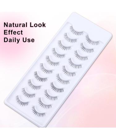 Natural False Eyelashes - 10 Pairs of Soft & Short Eyelash Strips (8-11mm) | A43 Transparent Band Fake Lashes for a Natural Look - Buy Online on GoSupps.com
