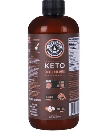 Keto Coffee Creamer with MCT Oil, Ghee Butter, Cocoa Butter, 16oz / 32 Servings. Must Blended. No Carb Keto Creamer for Coffee Booster. Unsweetened, Ketogenic, Low Carb by Left Coast Performance Cacao