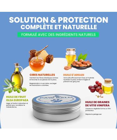 Natural Protective Balm for Dog Pads - Repairs Moisturizes and Protects Dry and Cracked Paws Noses - Formulated with Shea Butter Coconut Oil Vitamin E - Instant Relief - Buy Online on GoSupps.com