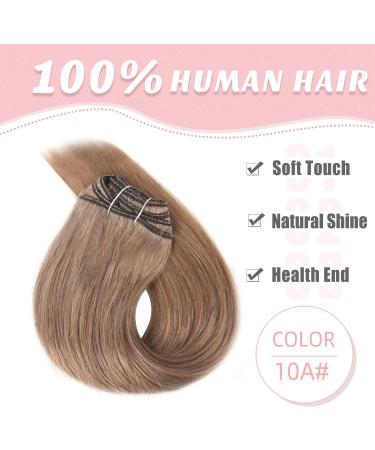 Vlasy Clip in Human Hair Extensions - 7 Pieces Seamless Natural Thick Weft Hair, Medium Ash Brown, 8 Inch (40g), 10A Grade - for Women - Buy Online on GoSupps.com