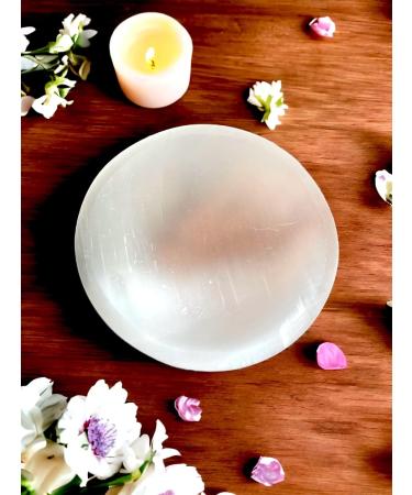 Selenite Cleansing Bowl - 14cm Round Stone for Spirit Healing, Meditation & Jewelry Storage - Buy Online on GoSupps.com