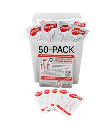 Stopain Pain Relief Clinical Gel Packets 50 Pack USA Made Max Strength Fast Acting with MSM Glucosamine Menthol for Lower Back Sciatica Knee Neck HSA FSA Topical Analgesic Products