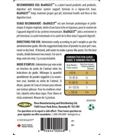 BiologicVET - BioDIGEST Plant Probiotic 380g All-Natural Advanced Dog & Cat Probiotic Powder with Prebiotics & Flax Relieves Diarrhea and Constipation Supports Digestion Allergy Immunity & Health 380 g (Pack of 1) - Buy Online on GoSupps.com