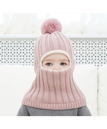 Baby Balaclava Kids Winter Hat Scarf with Double Pom Pom Design - C-Pink - Buy Online on GoSupps.com