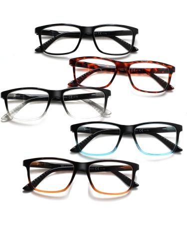 Kerecsen 5 Pack Reading Glasses for Men & Women - Fashion Eyeglasses with Spring Hinges - Black - 2.0x Magnification - Buy Online on GoSupps.com