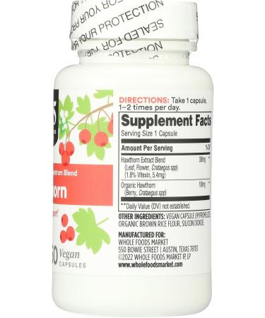 365 by Whole Foods Market Hawthorn Standardized + Full Spectrum Blend Heart Support Vegan Capsules 60 Count 60 Count (Pack of 1) - Buy Online on GoSupps.com