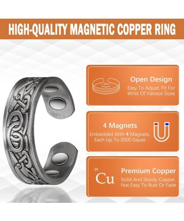 Wollet Magnetic Copper Ring for Arthritis - Adjustable Health Benefits for Men & Women - Stylish Silver Design (CPR-0915S) - Buy Online on GoSupps.com