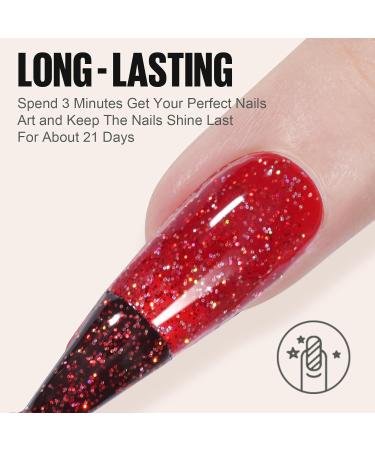 TOMICCA Red Glitter White Gel Nail Polish Set - UV Dark Red Gel Polishes for DIY Home Salon, Mothers Day Gifts - 4PCS - Buy Online on GoSupps.com