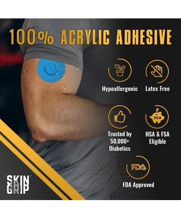 Skin Grip Freestyle Libre 2 Adhesive Patches - 20 Pack Blue | Waterproof & Sweatproof Sensor Cover for 10-14 Days - Buy Online on GoSupps.com