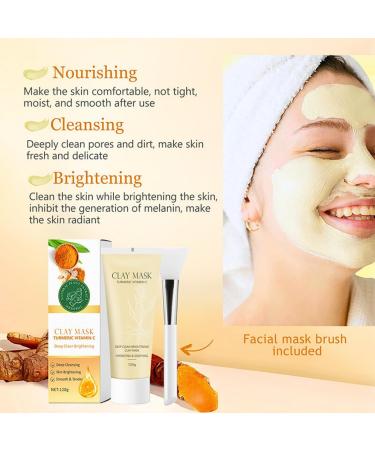 Tongyend Turmeric Vitamin C Clay Mask kit Deep Cleansing Face Masks Skincare with Brush Clay Face Mask for Radiant Skin Turmeric for Dark Spots Acne Brightening Oil Balance Cleansing Pores - Buy Online on GoSupps.com
