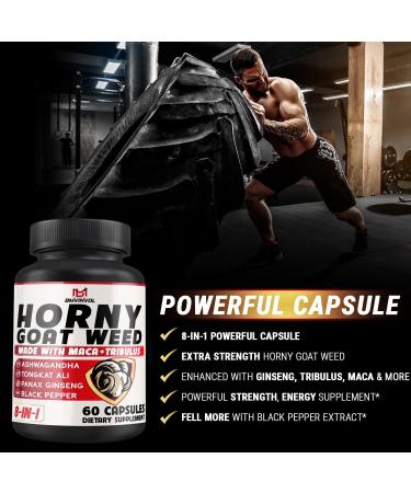 BMVINVOL Horny Goat Weed Capsules with Panax Ginseng Tribulus Ashwagandha Maca Tongkat Ali Nettle Black Pepper - 60 Capsules - Buy Online on GoSupps.com