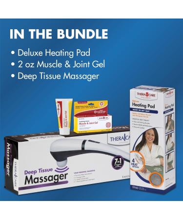 Pain Management Bundle 3-Piece | Personal Deep Tissue Massager | Muscle & Joint Pain Relief Gel | Deluxe Moist Dry Heating Pad | Therapeutic Care at Home | Whole Family Care - Buy Online on GoSupps.com