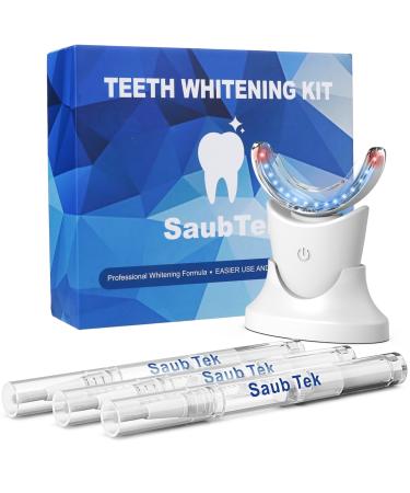 Teeth Whitening Kit 32X LED Light Teeth Whitener Gel Pen Strips with Hydrogen Carbamide Peroxide for Sensitive Teeth Professional Dental Braces Care with Mouth Tray for White Smile