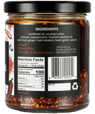 Blank Slate Kitchen Sichuan Chili Oil (8 oz) - Vegan, Gluten-free, Sugar-free Spicy Hot Sauce - Buy Online on GoSupps.com