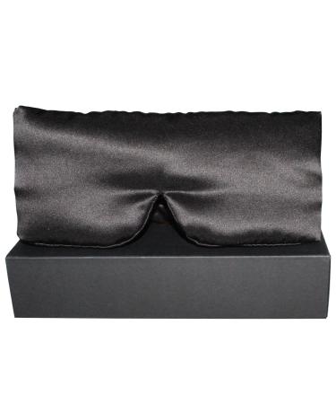 100% Mulberry Silk Eye Mask Blackout Sleeping Eye Cover for Night Sleep and Travel Nap Soft Adjustable Eyeshade Comfortable Organic Blindfold for Women Men Large Size Black (Black)