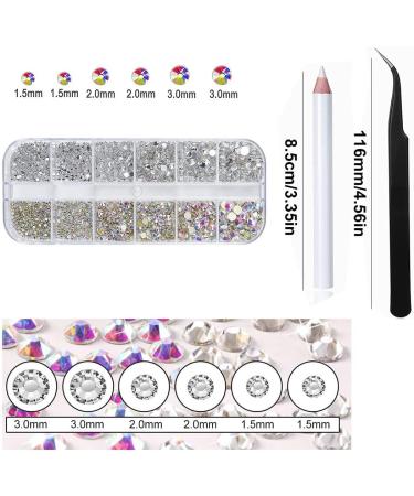 1440 Pieces 6 Sizes Crystal Rhinestones Nail Design Crystal Rhinestones Nail Art Rhinestones Transparent Rhinestones with Tweezers and Storage Boxes for Nail Clothing DIY - Buy Online on GoSupps.com