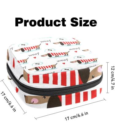 Dachshund Bone Pattern Period Bag - Portable Sanitary Napkins Storage for Women & Teen Girls | Stylish Menstrual Cup Bag - Buy Online on GoSupps.com