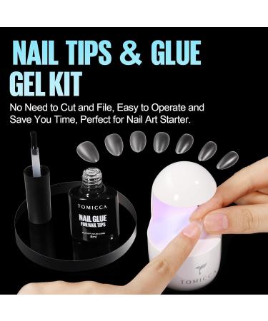 Tomicca Gel Nail Tips - 150 Pcs Almond Short Soft Gel Full Cover Set with Glue | Professional Salon Quality 15 Sizes - Buy Online on GoSupps.com