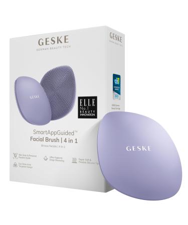Geske |SmartAppGuided Facial Brush 4 in 1 |Facial cleaning brush |Soft brush made of silicone |Professional facial cleaningFacial cleaning device |Purple skin cleaning