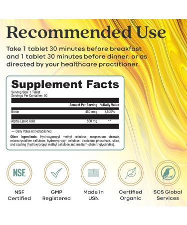 Alpha Lipoic Acid CR with Biotin - Extended Release Antioxidant Supplement - USA Made - 60 Vegetarian Tablets for Optimal Absorption - Shop Now - Buy Online on GoSupps.com