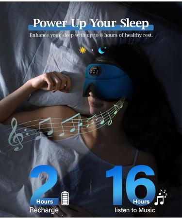 Bluetooth Sleep Headphones & White Noise Sleep Mask | 3D Eye Mask with 38 Soothing Sounds | 16-Hour Playtime | Light Blocking & Auto-Off Timer | Best Sleep Aids for Restful Sleep (Blue - Buy Online on GoSupps.com