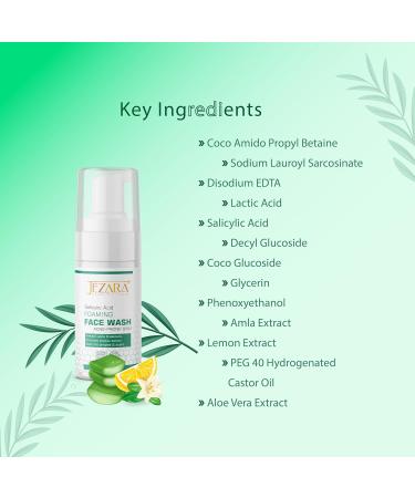 JEZARA Salicylic Acid 2% Foaming Face Wash - Acne & Dark Spot Treatment for Men & Women | Soothes Skin & Prevents Breakouts | 100ML - Buy Online on GoSupps.com