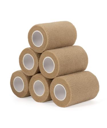Legal bandage Association Self -adhesive 7.5cm x 4.5m 6 rolls fixing sords self -adhering cohesive bandage for first aid Dog veterinary wrap Sport Elastic bandage for wrist feet (skin tone) 7.5cm skin color
