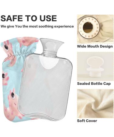 Cute Axolotl Heat Bottle | 1L Hot Water Bottle with Plush Cover | Winter Warmer for Kids Men & Women - Buy Online on GoSupps.com
