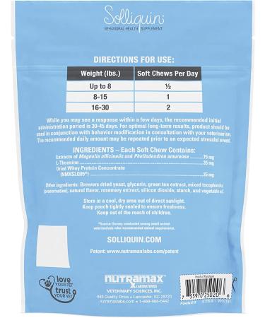 Solliquin Calming Supplement for Dogs & Cats - 75 Ct Chewable Tablets - Buy Online on GoSupps.com