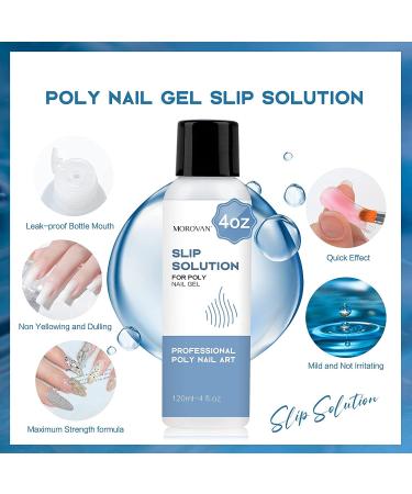 Morovan Poly Gel Slip Solution 120ml - Anti-Stick Extension Nail Liquid for Easy DIY Poly Gel Nails with Brush Cap - Buy Online on GoSupps.com
