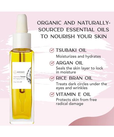Amaki Japanese Tsubaki Oil: Anti-Aging Face Moisturizer for Women - Hydrating Gua Sha Oil with Anti-Aging Benefits - 30ml - Buy Online on GoSupps.com