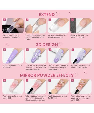  SUPWEE Solid 3D Gel Nail Extension Kit with Chrome Powder - Pearly Pink White - Self-Adhesive Sculpting - For DIY 3D Nail Art - Home Use - 14g - Buy Online on GoSupps.com