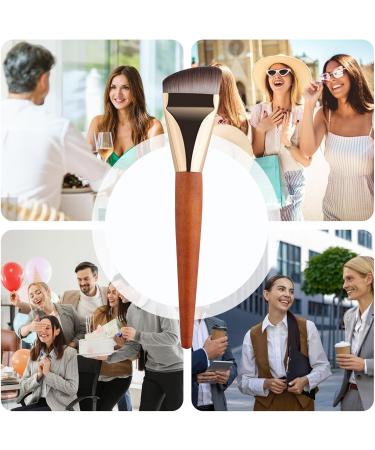 Foundation Makeup Brush - Flat Angled Foundation Brush | Wooden Handle Foundation Brush | Flat Top Makeup Brush | Face Makeup Tool Professional Contour Brush For Liquid Cream And Powder - Buy Online on GoSupps.com