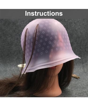 Hair Extension Cap Set Silicone Hair Dye Cap with Metal Crochet Soft and Durable Easy to Clean Suitable for Women and Girls 2 Pieces (Pink/White) - Buy Online on GoSupps.com
