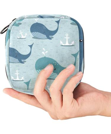 Menstrual Pad Bag with Zipper | Stylish Tampon Pouch for Women & Girls - Whales & Sea Anchor Design - Buy Online on GoSupps.com