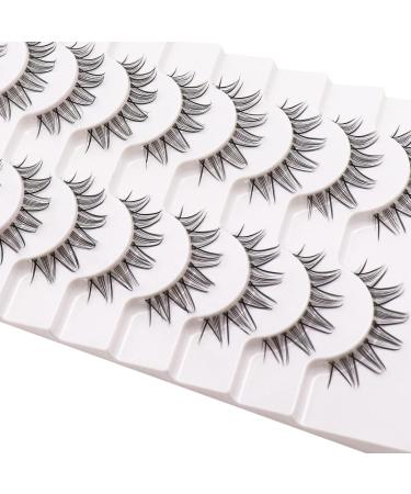 Losha Lashes Natural Look Manga Lashes 10 Pairs - Spiky Wispy False Eyelashes for Asian Eyes - Lightweight Anime Fake Eyelashes for Korean Cosplay Makeup - Buy Online on GoSupps.com