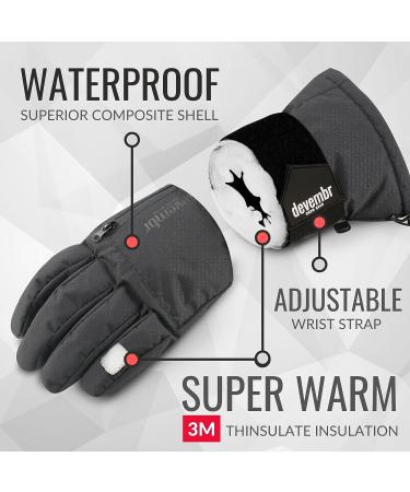 devembr Ski Gloves Waterproof  Warm Snowboard Gloves with Wrist Guard  XS/S/M/L Black Medium - Buy Online on GoSupps.com