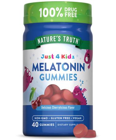 Nature's Truth Kids Melatonin Gummy | 1mg | 40 Count | Vegan, Non-GMO & Gluten Free Gummies | Cherrylicious Flavor