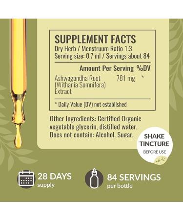 HERBAMAMA Ashwagandha Liquid Drops - Mood Support with Pure Ashwagandha Root Extract - Vegan Calm Support Ashwagandha Tincture - Non-GMO, Alcohol & Sugar-Free, 28-Day Supply - Buy Online on GoSupps.com