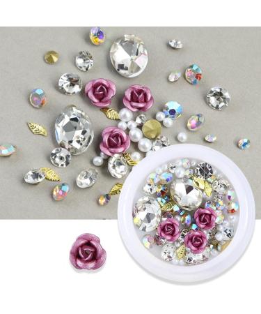 Buy Purple & Red Rose Nail Charms - Flower Nail Art Rhinestones Pearl & Crystal Accessories for DIY Manicure - International Shipping Available - Buy Online on GoSupps.com