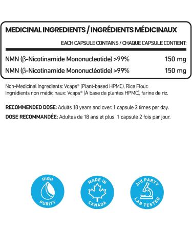 Ultra High Purity NMN - 99.5% Highly Purified and Highly Bioavailable - 150mg per Capsule for NAD+ Boost - NMN Nicotinamide Mononucleotide Supplement - Buy Online on GoSupps.com