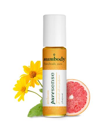 Perfume Oil for Women Puresense Ambrosia - (10ml) Aromatic Roll On Perfumes for Women Therapeutic Grade Oil Blend Organic Body Oil Fragrances Travel Size Women Perfume Made in USA
