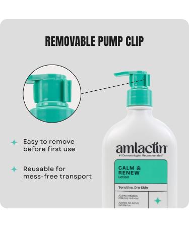 AmLactin Calm & Renew Lotion - Therapeutic Body and Face Moisturizer for Sensitive Skin - No-Scrub Exfoliator and Body Lotion for Dry Skin with Lactic Acid AHA and Soothing Ginger Root 14.1 oz - Buy Online on GoSupps.com