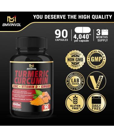 Turmeric Curcumin Supplement 4040mg with Ginger, ACV & Black Pepper - Joint Support, Antioxidant & Immune System Booster - 3 Month Supply - Buy Online on GoSupps.com