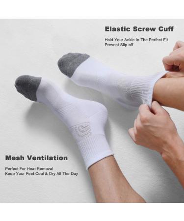 CS Celersport Men's Ankle Socks 6 Pack - White, Size 9-12 | Cushioned Athletic Running Socks - Buy Online on GoSupps.com