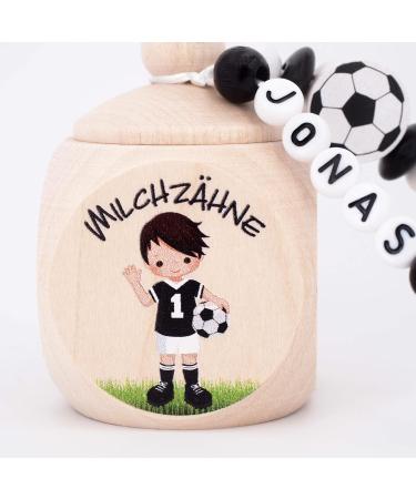 Personalized Wooden Milk Tooth Box for Soccer Players - Custom Name Keepsake Gift for Birthdays & Daycare - Buy Online on GoSupps.com
