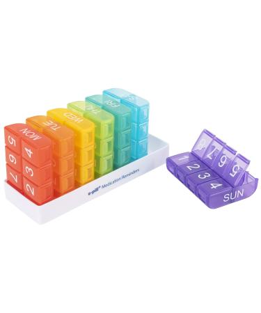 e-Pill 8 Times a Day x 7 Day Large Weekly Pill Organizer Vitamin and Medicine Box - Multicolor