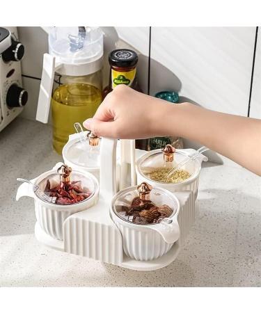 Condiment Dispenser Seasoning Box Rotating Seasoning Box for Kitchen Home Creative Condiment Jars Portable Quarter Compartment Container Simple Spice Jars ( - Buy Online on GoSupps.com