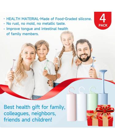 4 Pack Tongue Scraper Cleaners with Travel Case | Effective Oral Care for Adults & Kids - Fight Bad Breath Easily - Buy Online on GoSupps.com